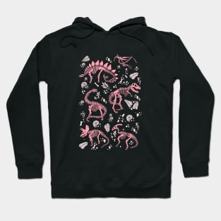 Excavated Dinosaur Fossils in Candy Pink Hoodie